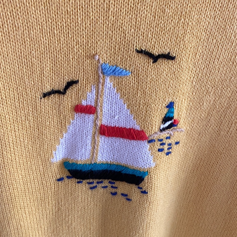 Vintage Yellow Nautical Knit Sweater - Picture 2 of 7